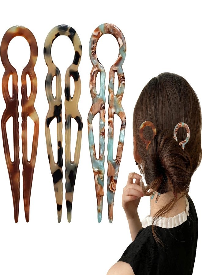 Jimmidy French Hair Pins for Women, 3Pc Prestige Hair Pin, Women Hair Accessories, Suitable for Thick Hair (Bluish-brown, light color, yellow) - Image 1